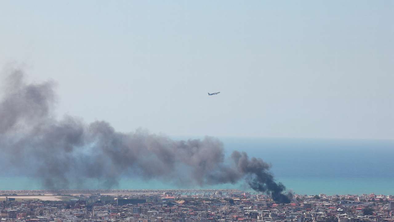 Smoke rises after an Israeli strike, in Beirut