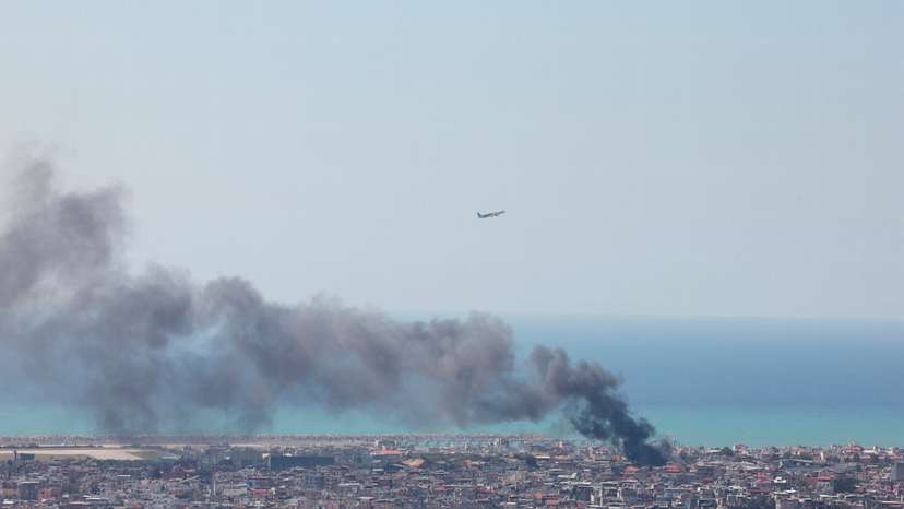 Smoke rises after an Israeli strike, in Beirut