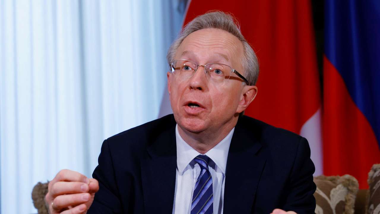 Russian Ambassador to Japan Mikhail Yurievich Galuzin speaks during an interview with Reuters at the embassy in Tokyo