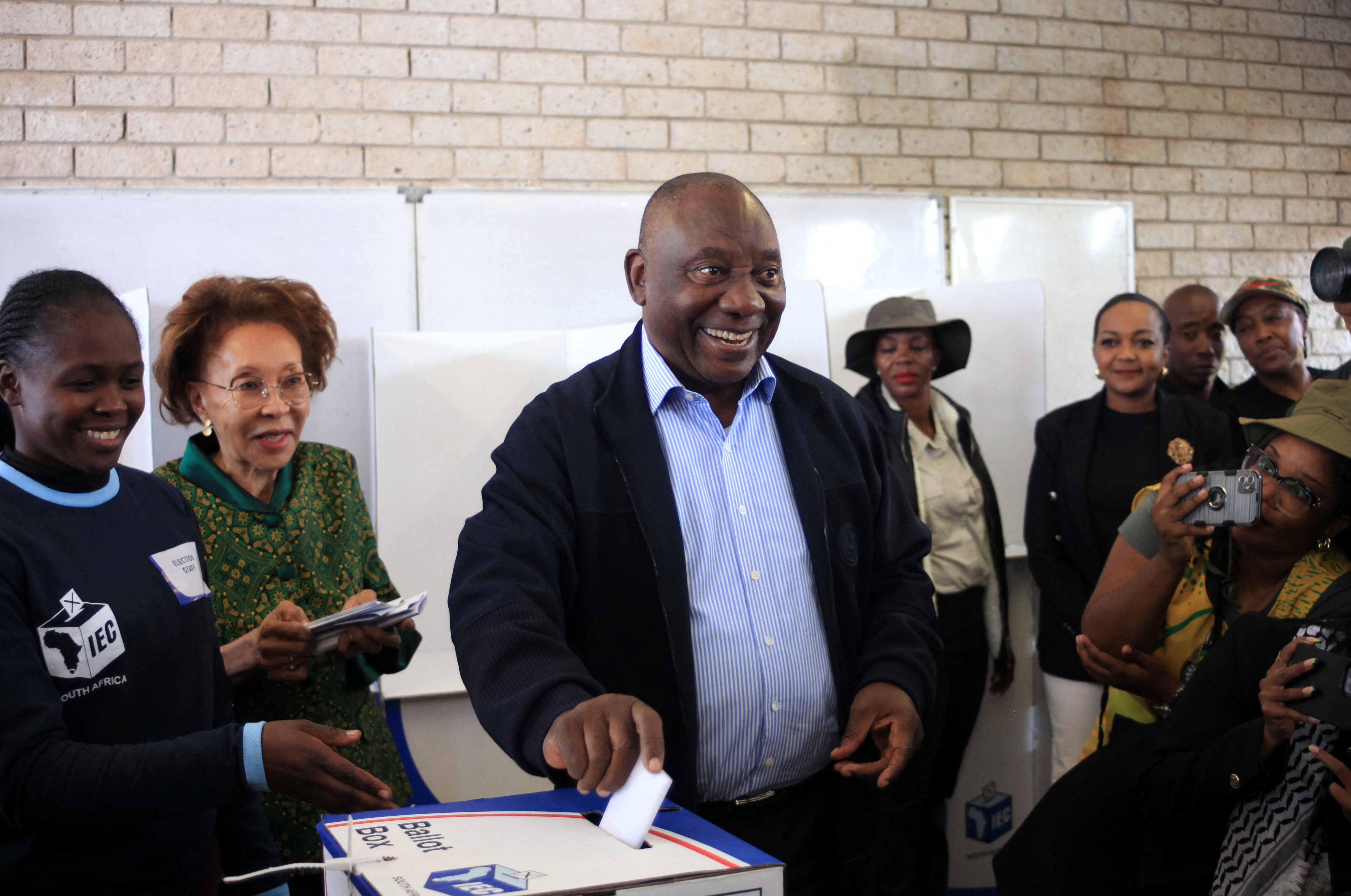 South African president Cyril Ramaphosa votes in Soweto