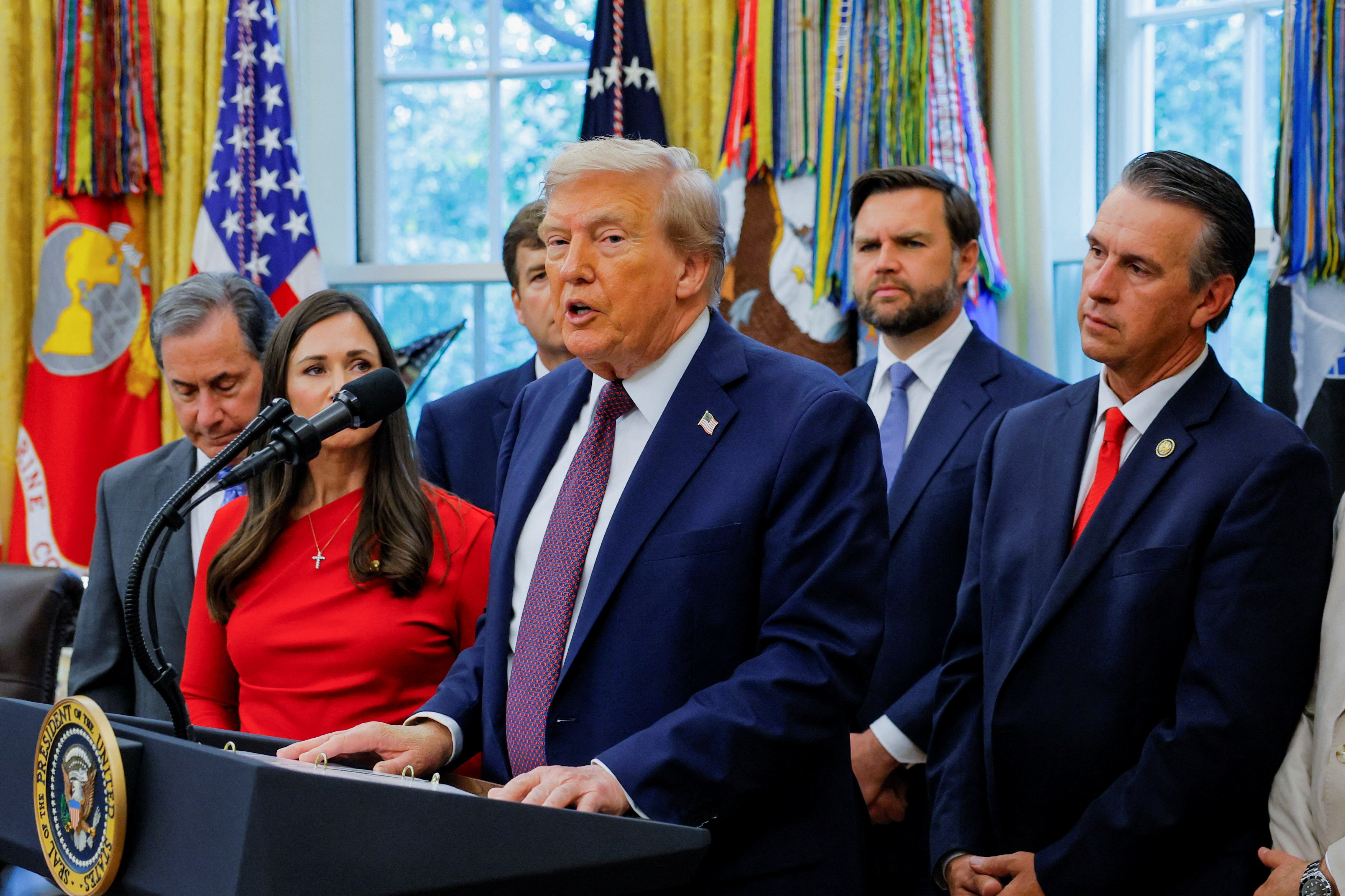 U.S. President Donald Trump makes announcement at the White House