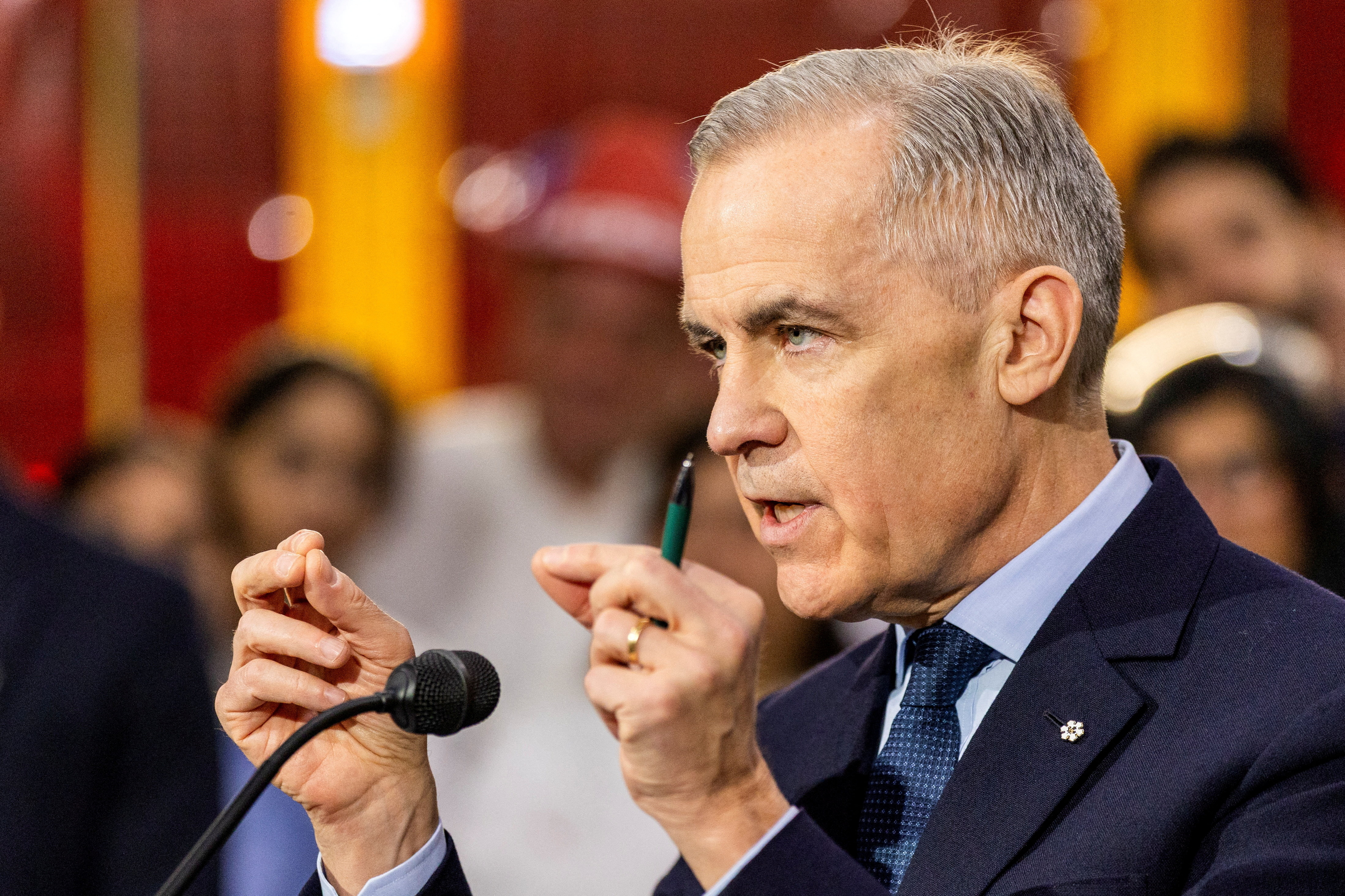 FILE PHOTO: Canada's Prime Minister Carney tours auto parts manufacturer Martinrea Industries in Woodbridge