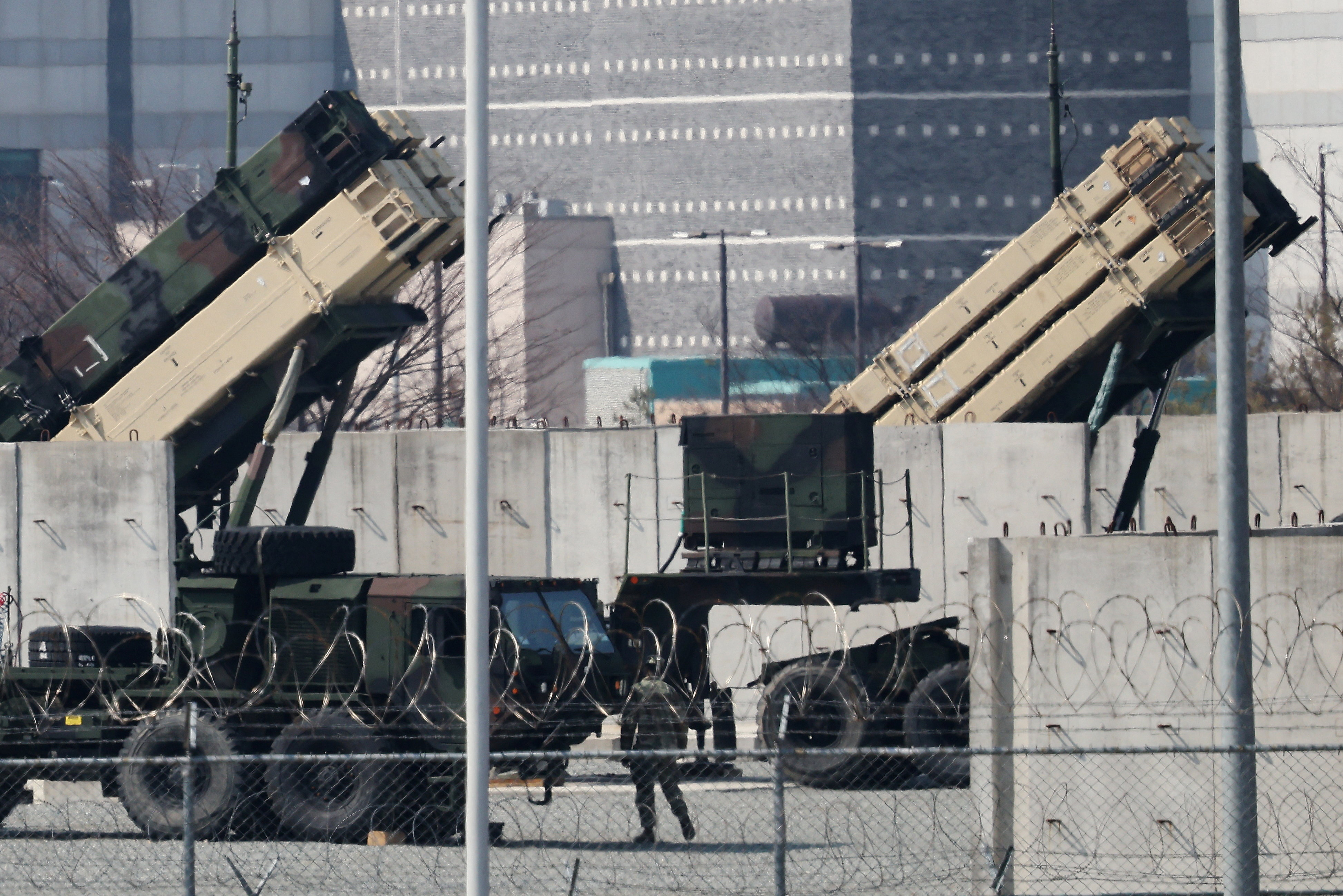 U.S. Patriot missile defense systems at a U.S army base in Pyeongtaek