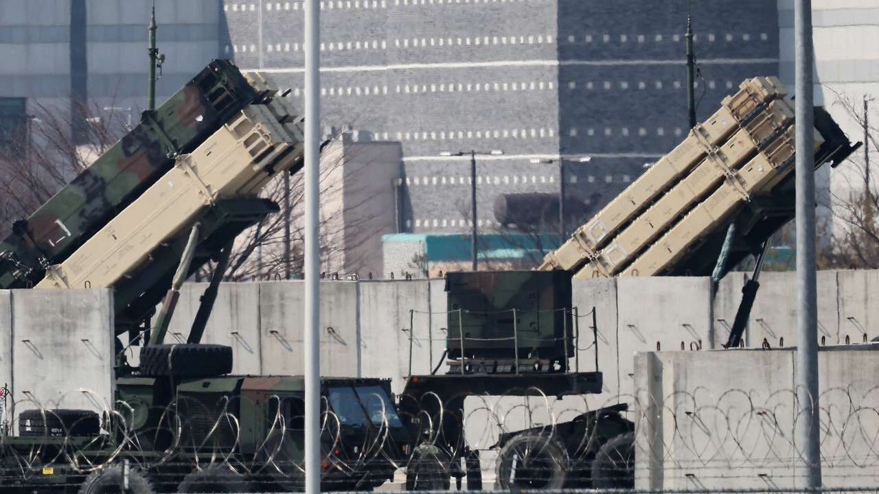 U.S. Patriot missile defense systems at a U.S army base in Pyeongtaek