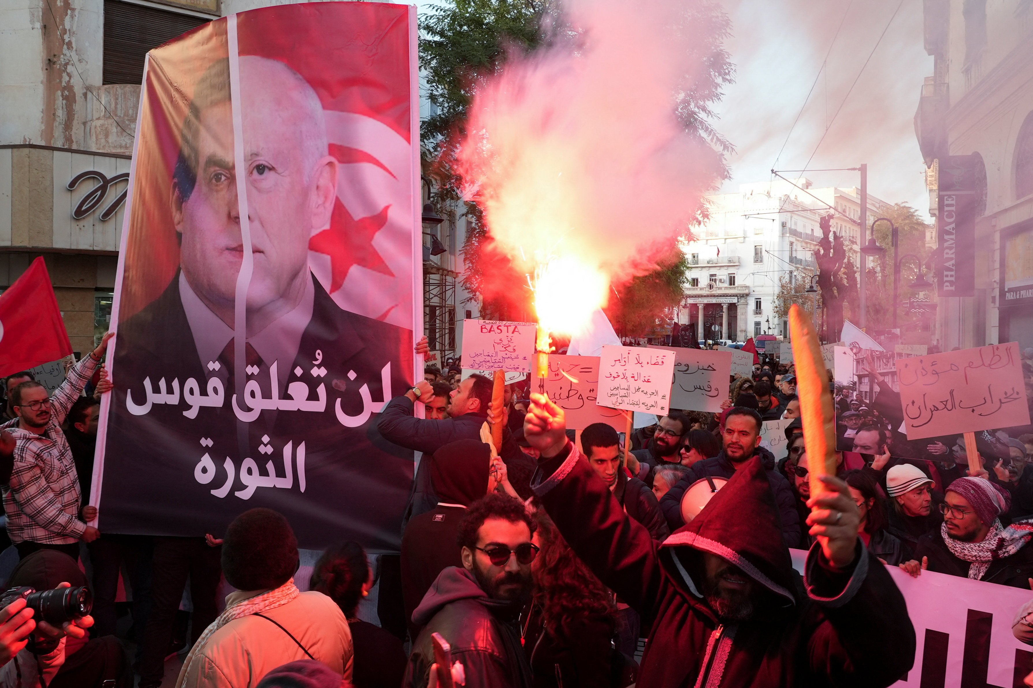 People protest against Tunisian President Kais Saied in Tunis