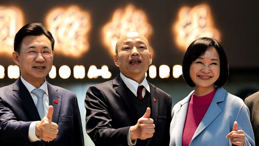 Taiwan's parliament speaker Han Kuo-yu poses for photos