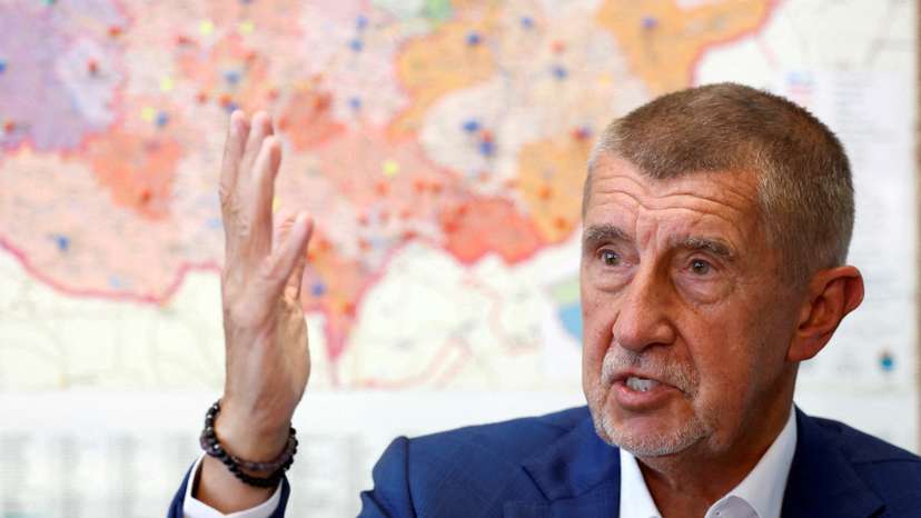 FILE PHOTO: The leader of ANO party Andrej Babis attends an interview with Reuters in Prague