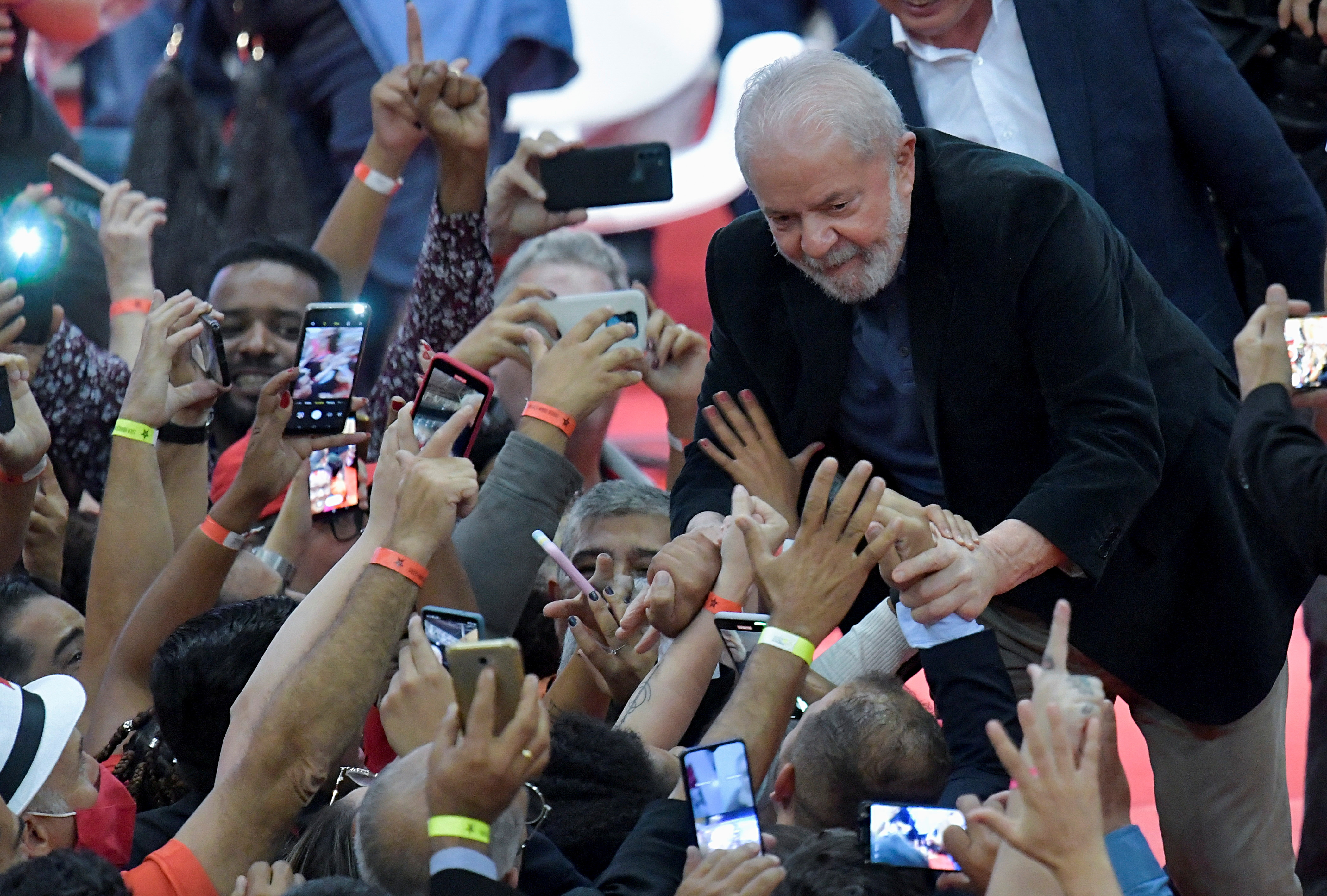 Former Brazil's President Luiz Inacio Lula da Silva, pre-candidate for the presidency of the Republic attends an act Lula abraca Minas (Lula hugs Minas)