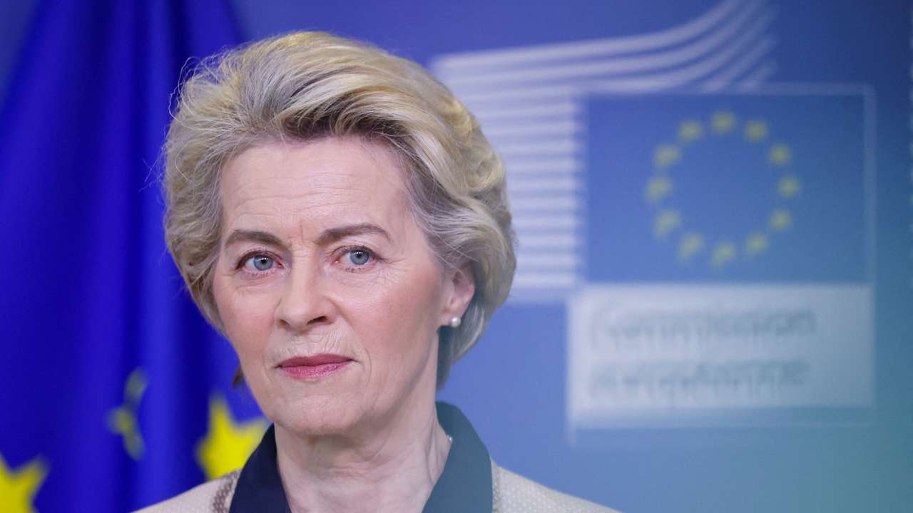 FILE PHOTO: European Commission President Ursula von der Leyen attends a news conference in Brussels