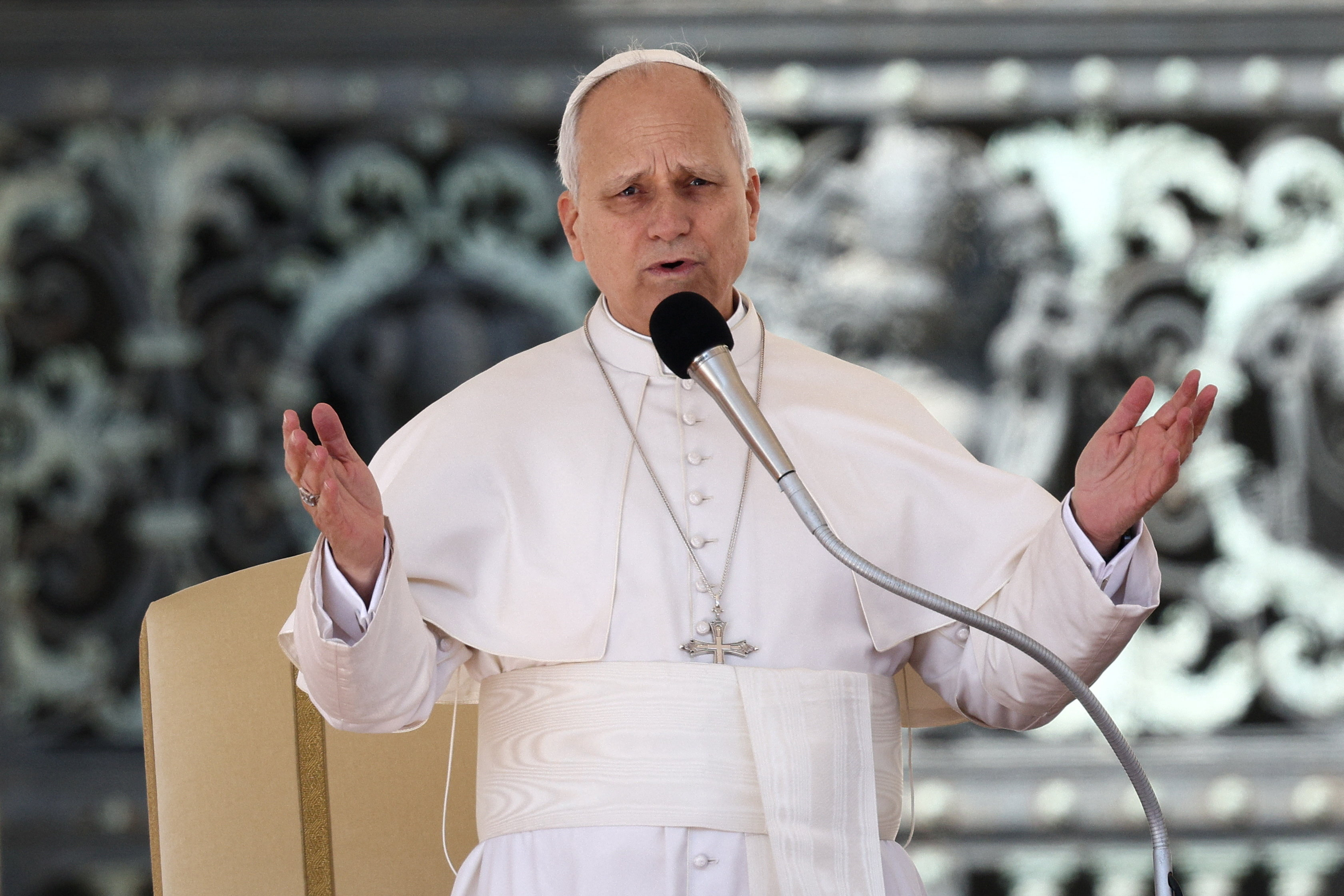 Pope Leo XIV holds a weekly general audience in Saint Peter's Square at the Vatican