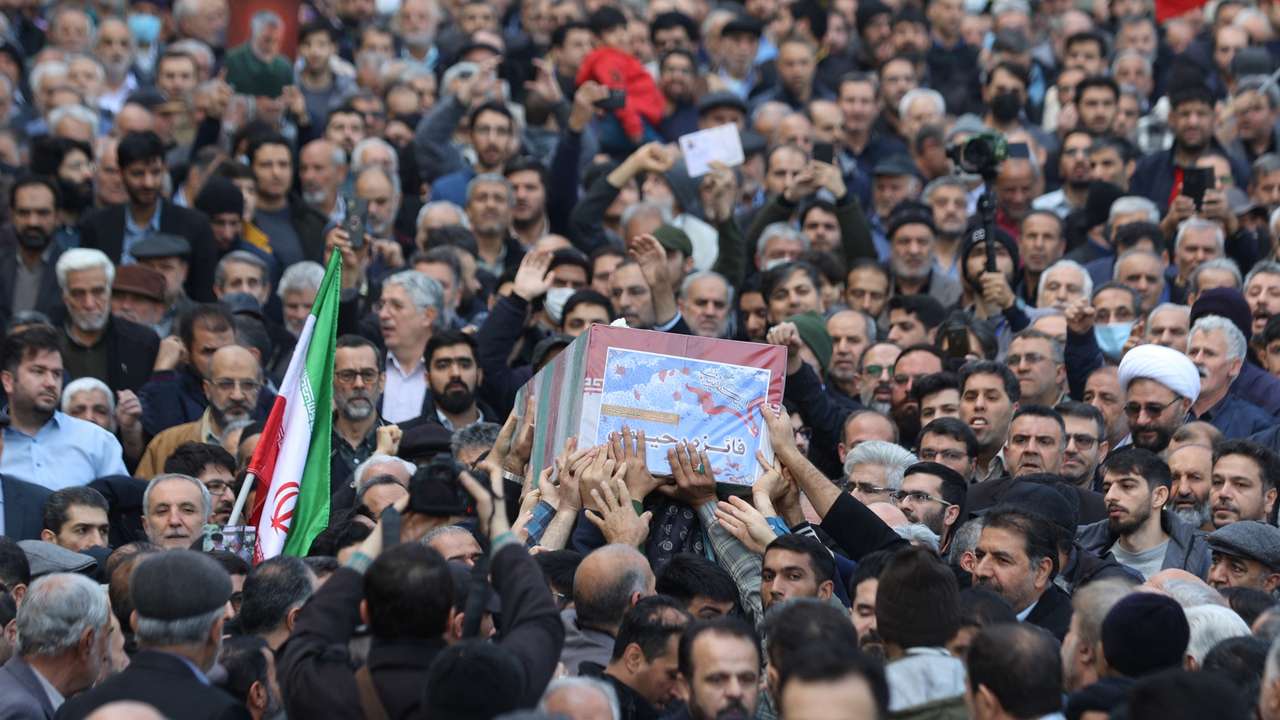 Funeral ceremony of Faezeh Rahimi, one of the casualties of the Islamic State attack in Kerman