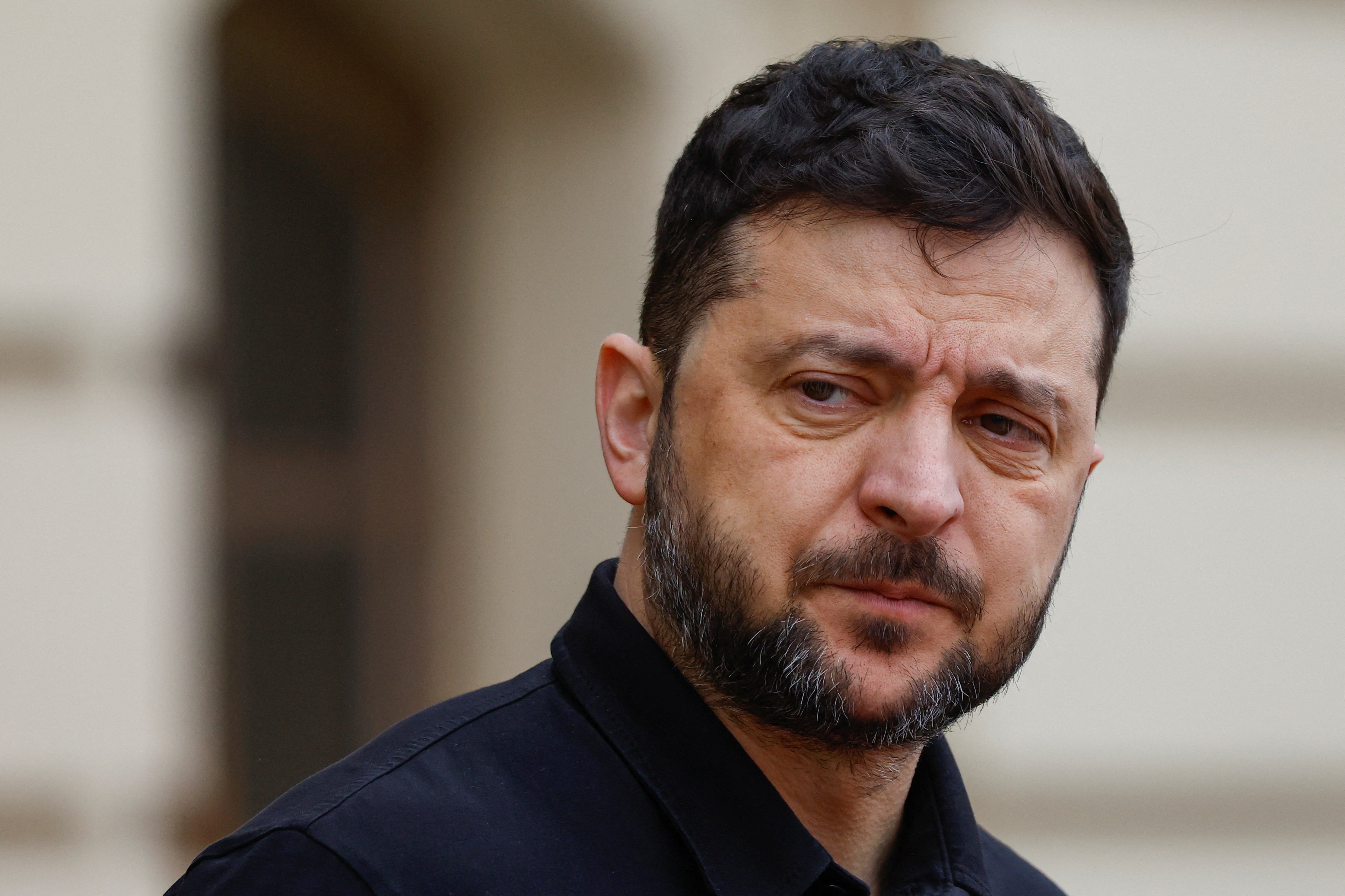 Ukraine's President Zelenskiy waits to welcome Cyprus' President Christodoulides in Kyiv