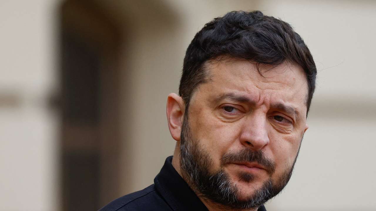 Ukraine's President Zelenskiy waits to welcome Cyprus' President Christodoulides in Kyiv