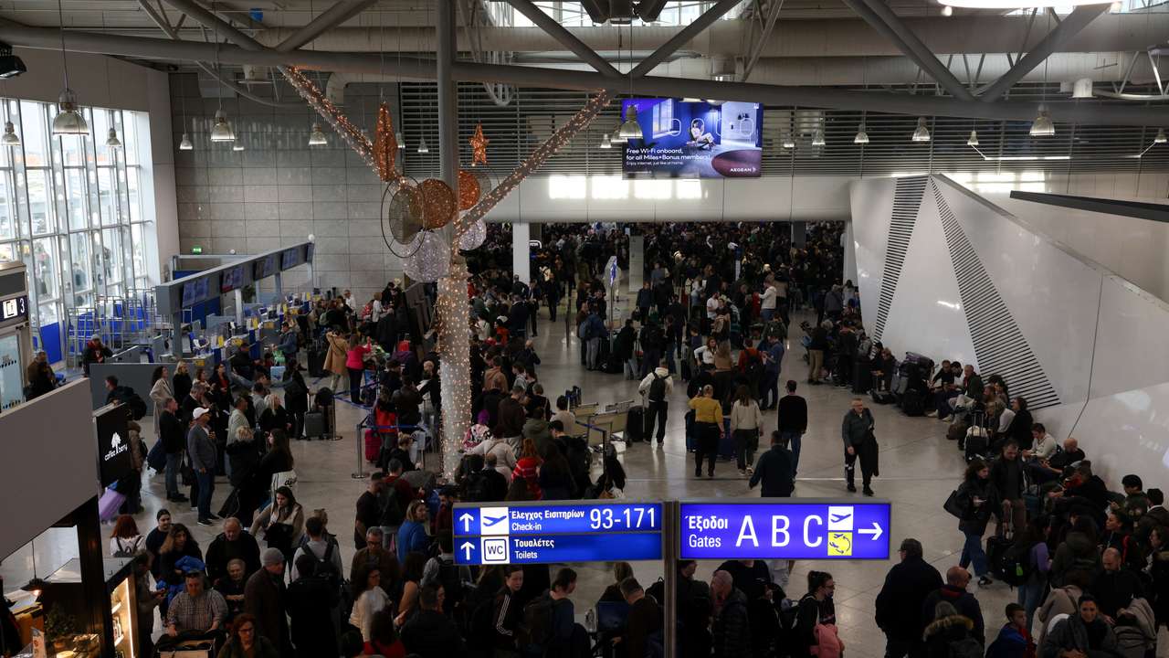 Suspended arrivals and departures across airports in Greece after unspecified issues affecting radio frequencies, in Athens