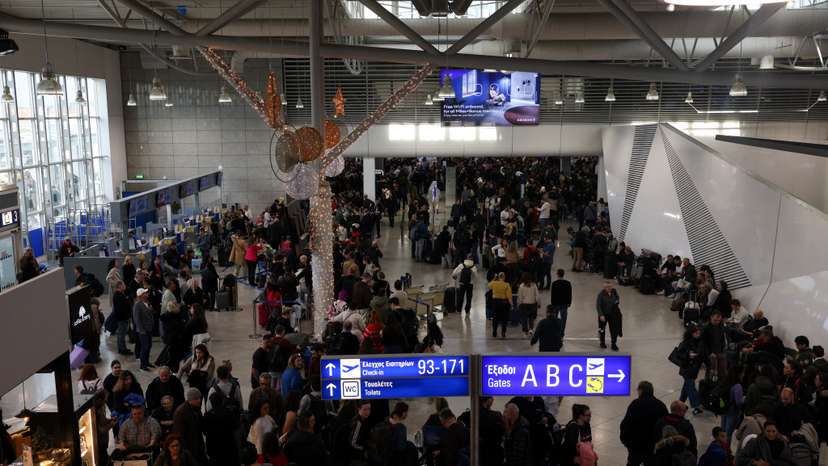 Suspended arrivals and departures across airports in Greece after unspecified issues affecting radio frequencies, in Athens