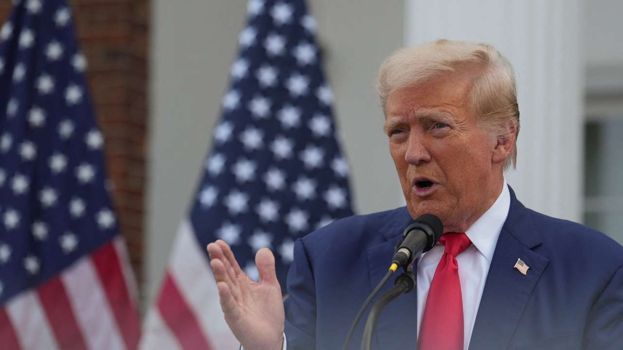 Republican presidential nominee and former U.S. President Donald Trump holds a press conference in Bedminster