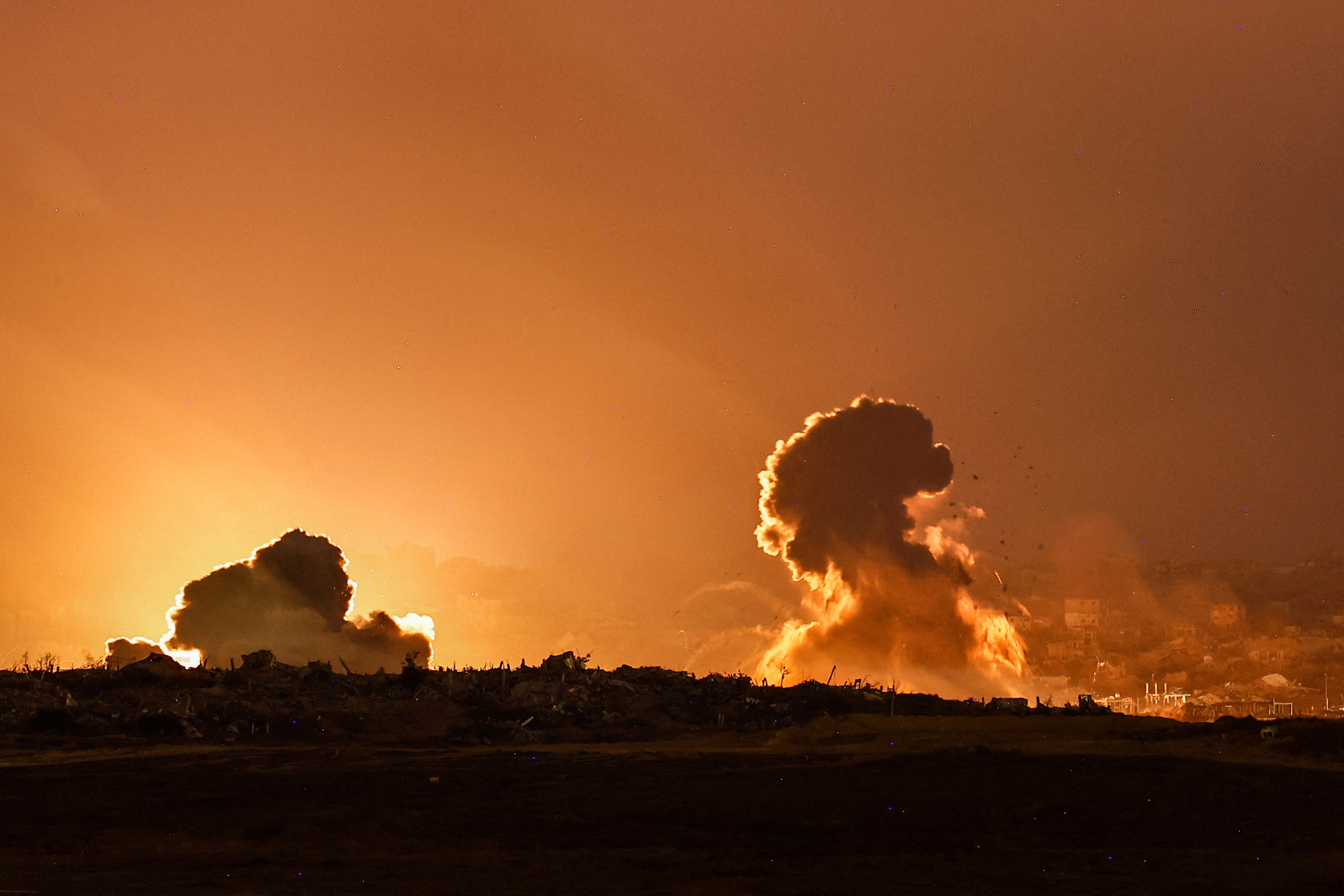 Smoke rises in Gaza after Israeli airstrikes as seen from the Israeli side of the Israel-Gaza border