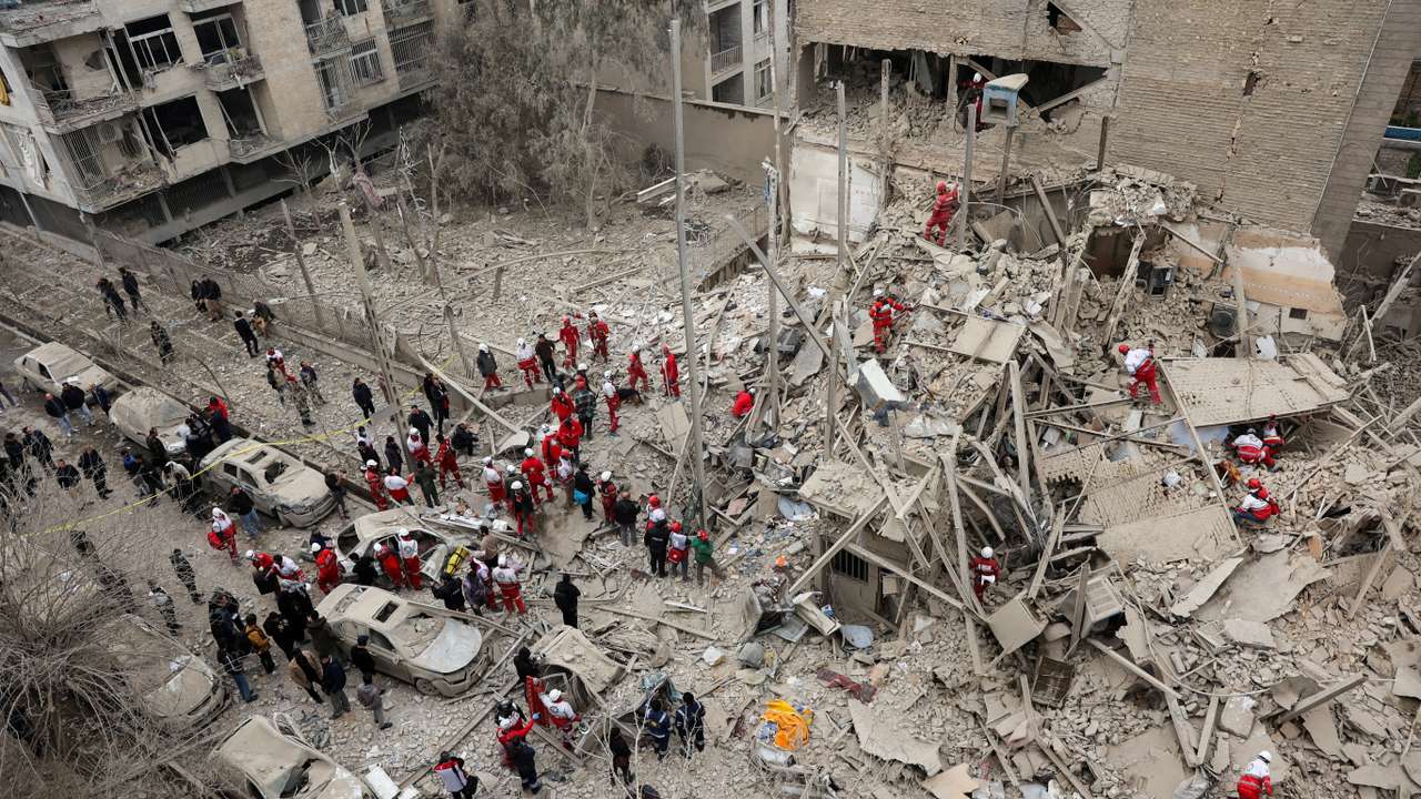 Aftermath of a strike on a residential building, in Tehran