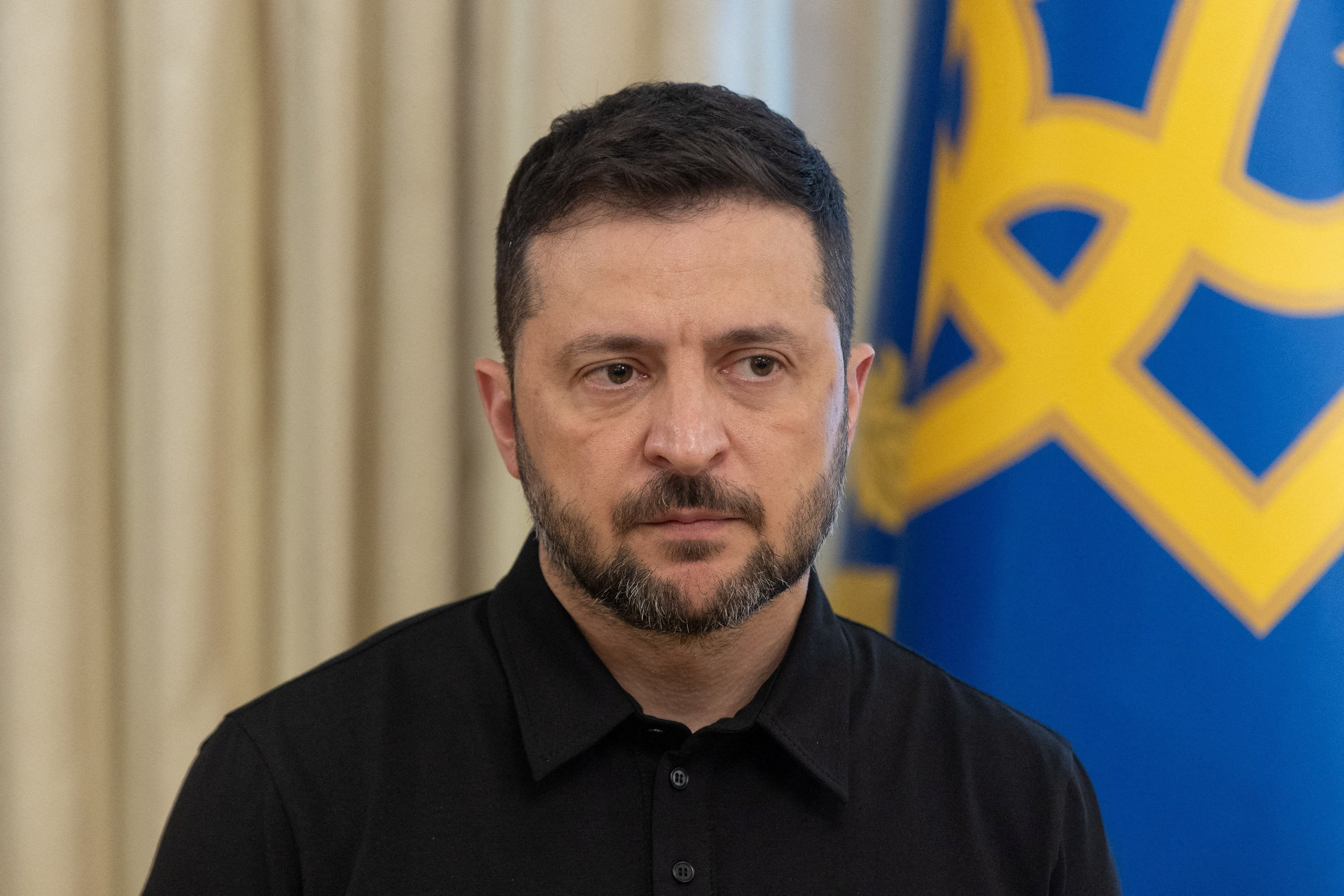 Ukraine's President Zelenskiy holds a news briefing in Kyiv