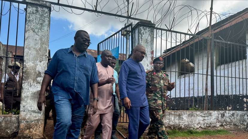 FILE PHOTO: Sierra Leone's Vice President Mohamed Juldeh Jalloh visits Pademba Road prison after attack, in Freetown