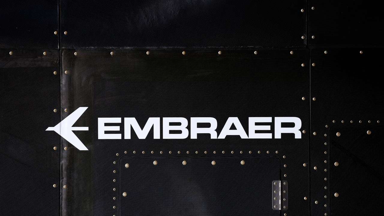 The electric aircraft maker Eve Air Mobility showcases for the first time the full-scale prototype of its electric vertical take-off and landing (eVTOL) aircraft at an event in Gaviao Peixoto