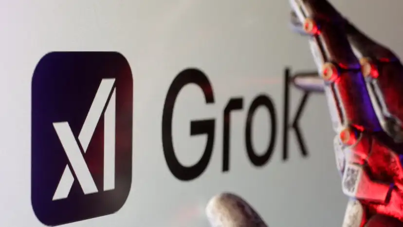 FILE PHOTO: Illustration shows xAI and Grok logos