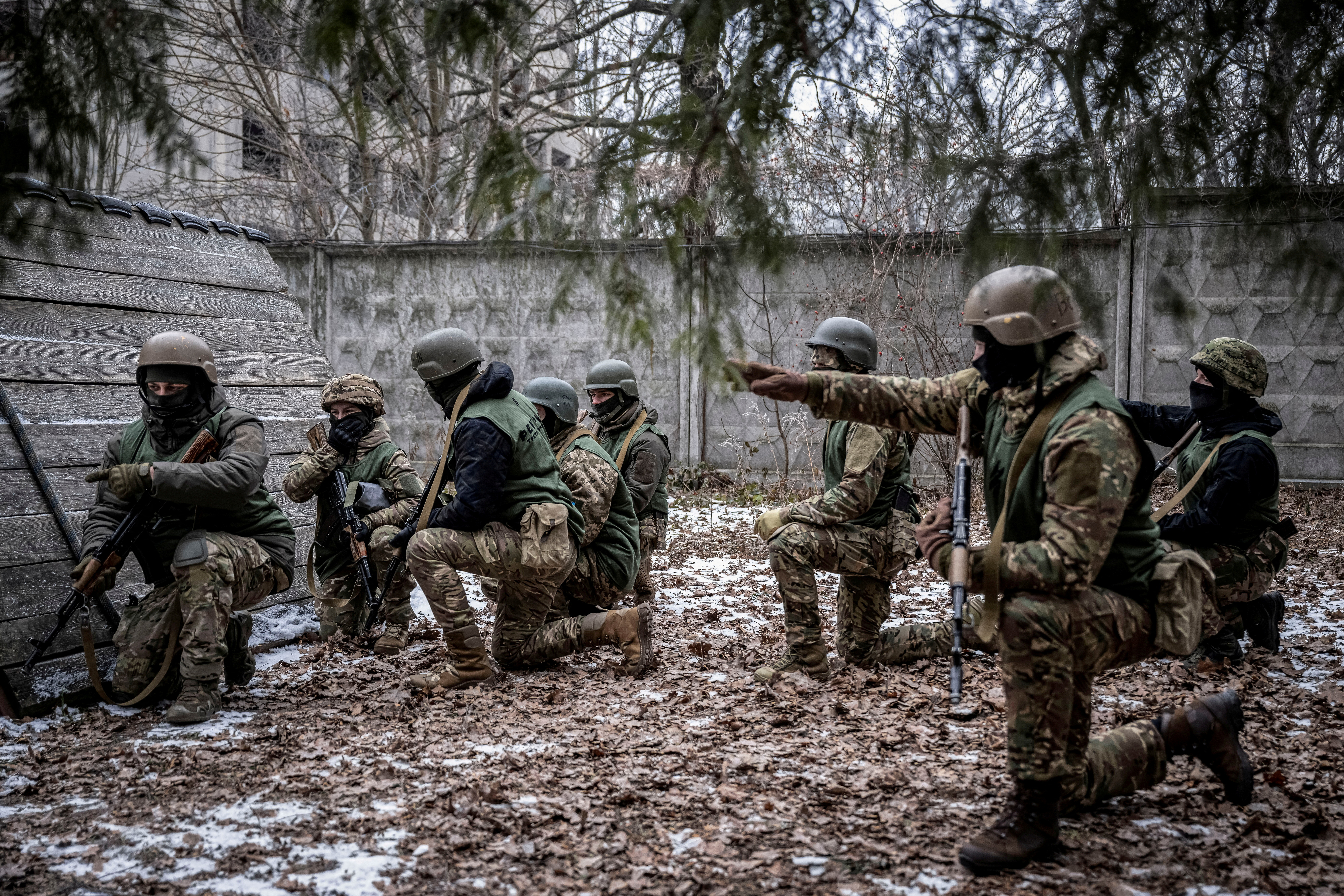 FILE PHOTO: Volunteers who aspire to join the 3rd Separate Assault Brigade of the Ukrainian Armed Forces attend basic training in the Kyiv region
