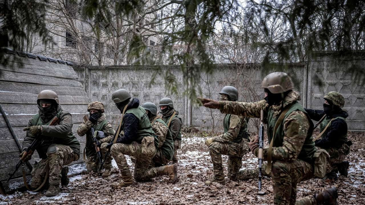 FILE PHOTO: Volunteers who aspire to join the 3rd Separate Assault Brigade of the Ukrainian Armed Forces attend basic training in the Kyiv region