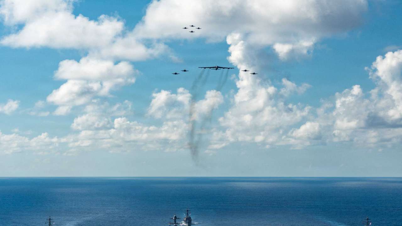FILE PHOTO: Gerald R. Ford Carrier Strike Group sails with U.S. Air Force B-52 Joint Operations