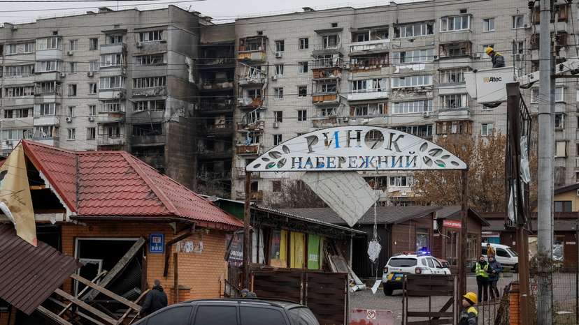 Aftermath of a Russian missile and drone attack in Vyshhorod
