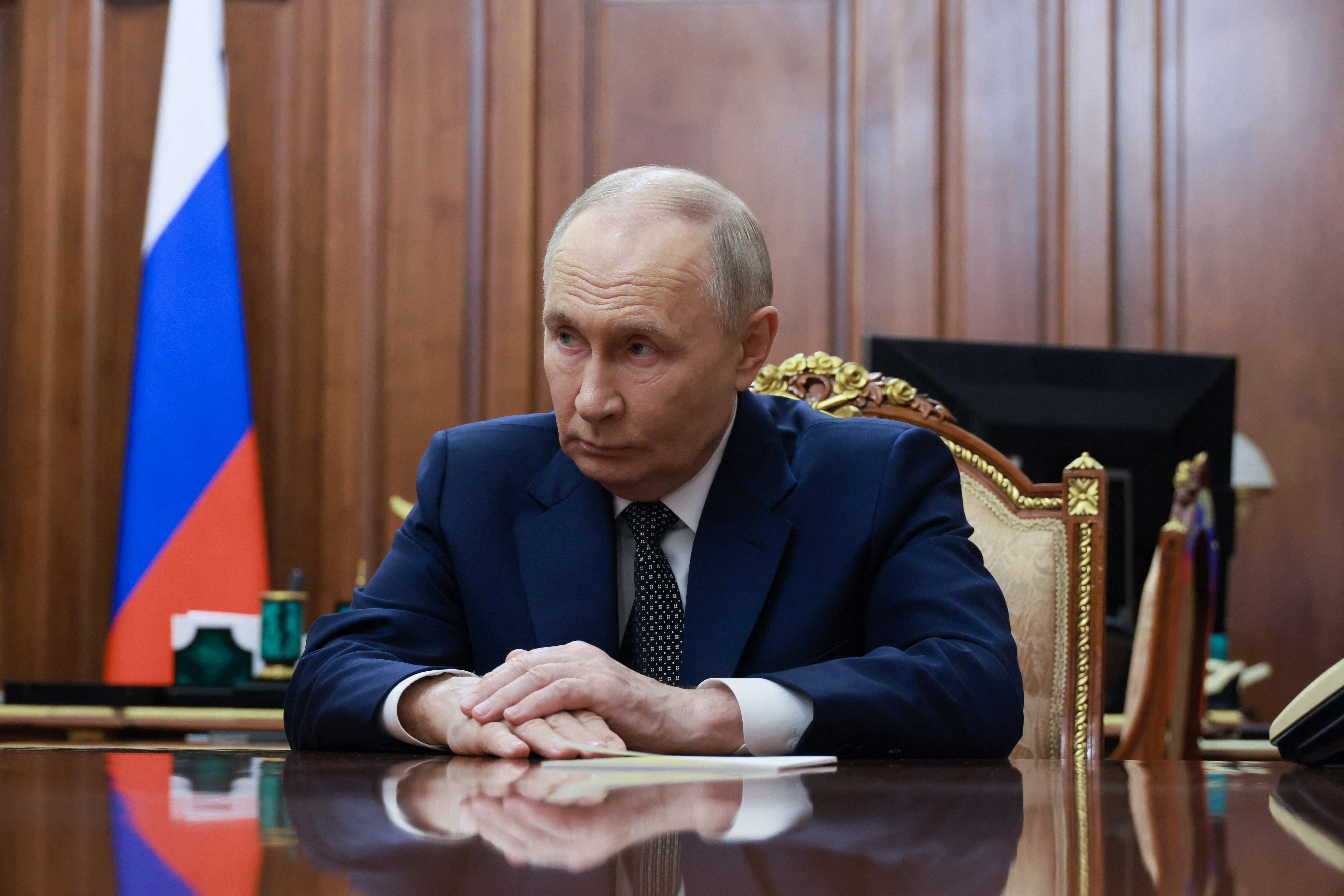 Russian President Vladimir Putin meets with State Duma Speaker Vyacheslav Volodin in Moscow
