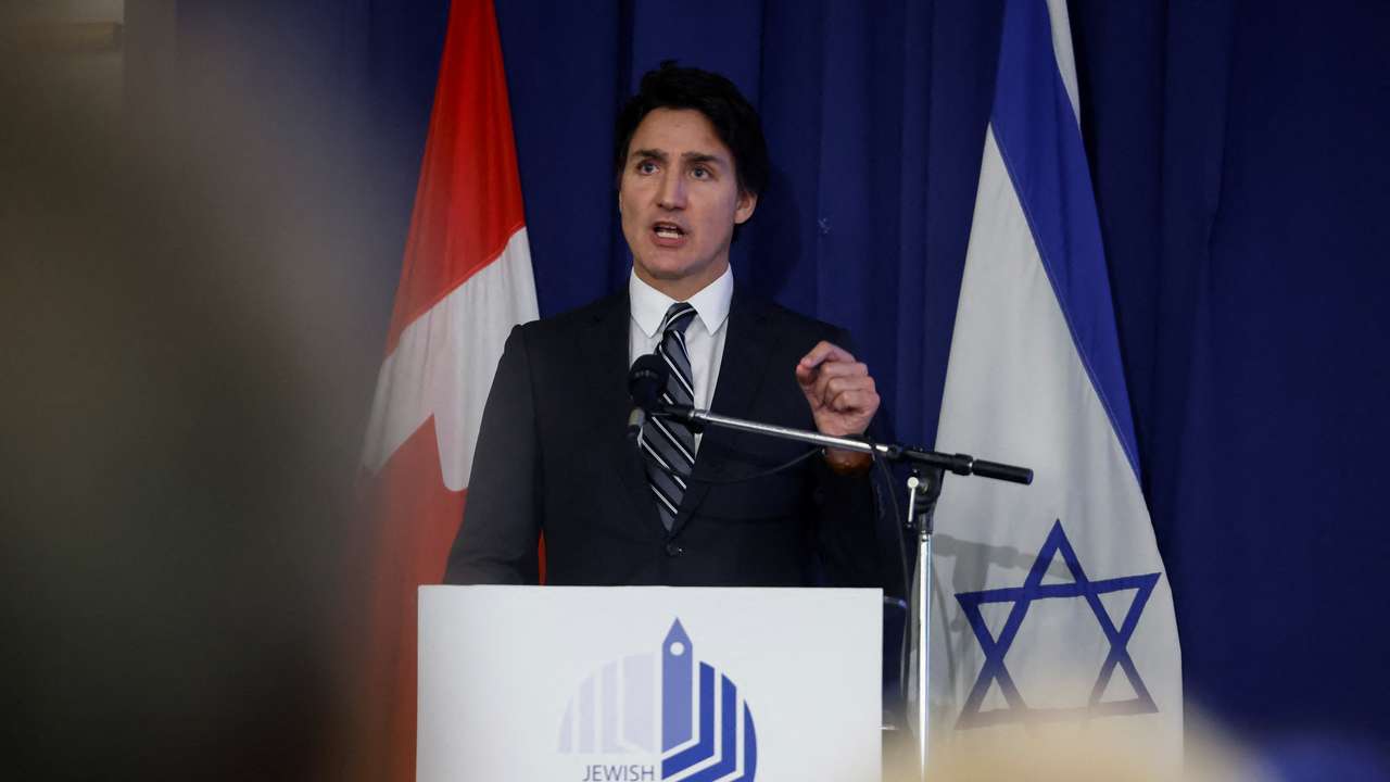 Canada's PM Trudeau attends a pro-Israel rally at the Soloway Jewish Community Centre in Ottawa