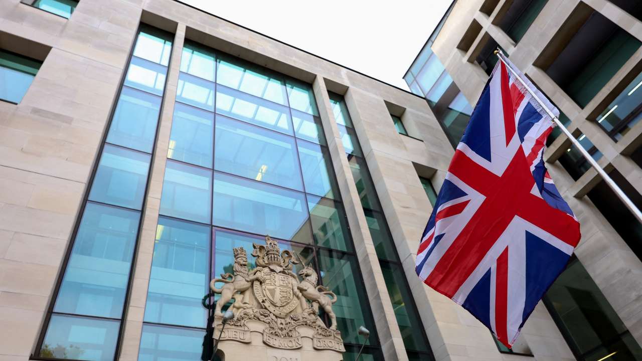 A Union Jack is flown outside Westminster Magistrates' Court