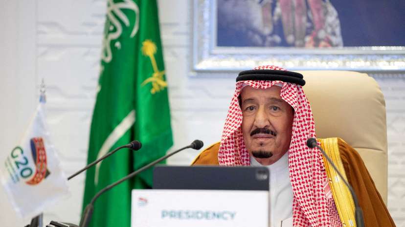 FILE PHOTO: Saudi King Salman bin Abdulaziz gives virtual speech during an opening session of the 15th annual G20 Leaders' Summit in Riyadh
