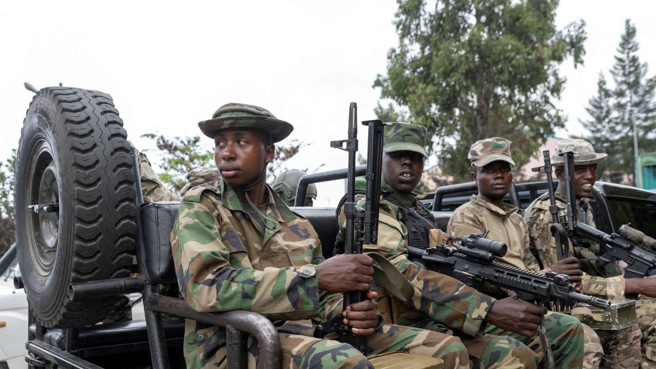 FILE PHOTO: M23 rebels escort FDLR to Rwandan border for repatriation after capture in Goma