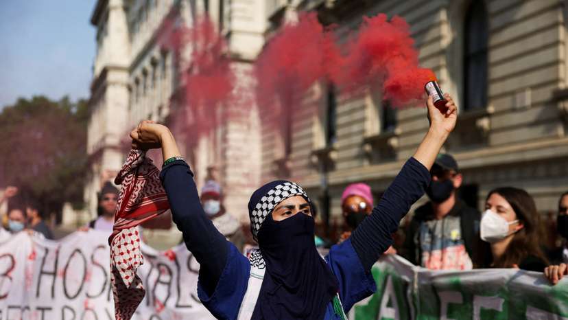 Demonstration in support of Palestinians in central London
