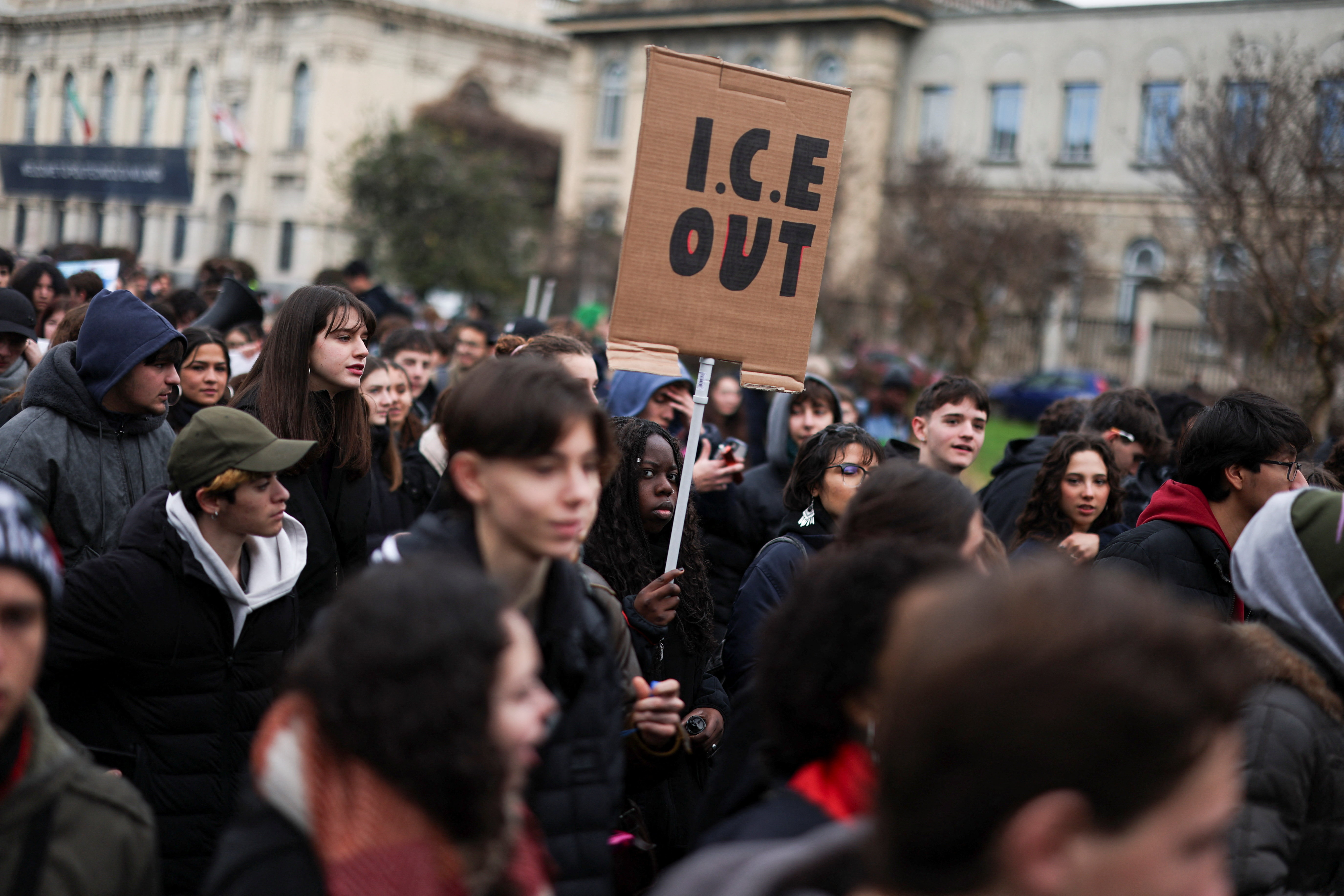 Protest on the day of the opening ceremony for the Milano Cortina 2026 Winter Olympics in Milan