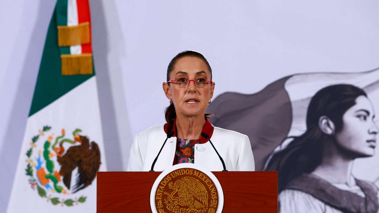 Mexican President Claudia Scheinbaum holds her morning press conference, at Palacio Nacional, in Mexico City