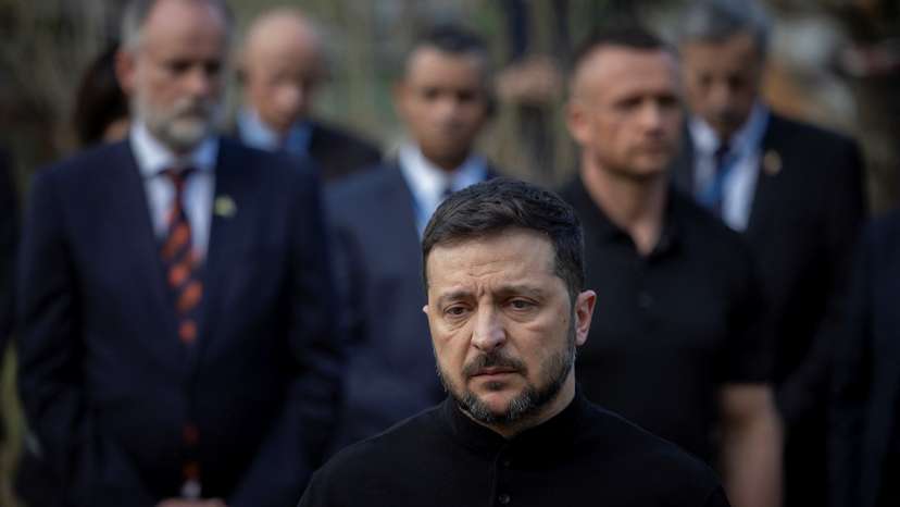 Ukraine’s President Volodymyr Zelenskiy visits site of Russian missile strike on a a residential area in Kyiv