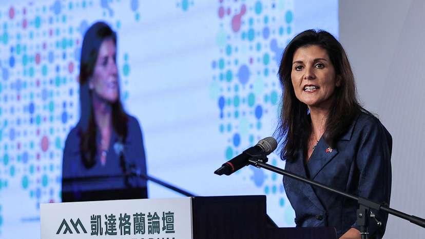 Former U.S. Ambassador to the United Nations Nikki Haley makes a speech at the annual Ketagalan Forum in Taipei