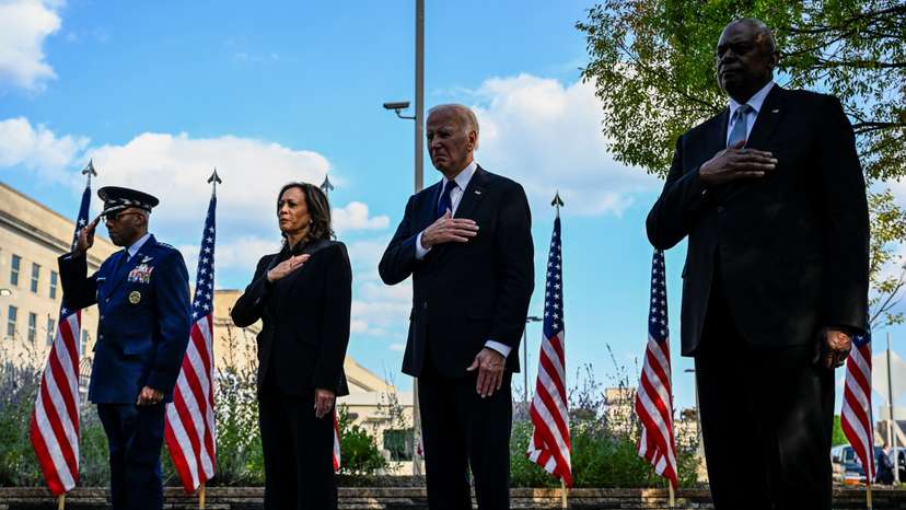 Flag unfurled at Pentagon to mark the September 11 attacks