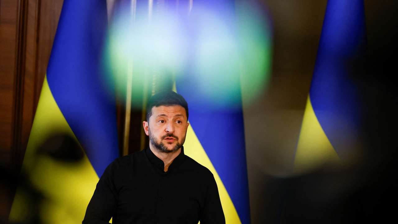 Ukraine's President Zelenskiy holds a press conference in Kyiv