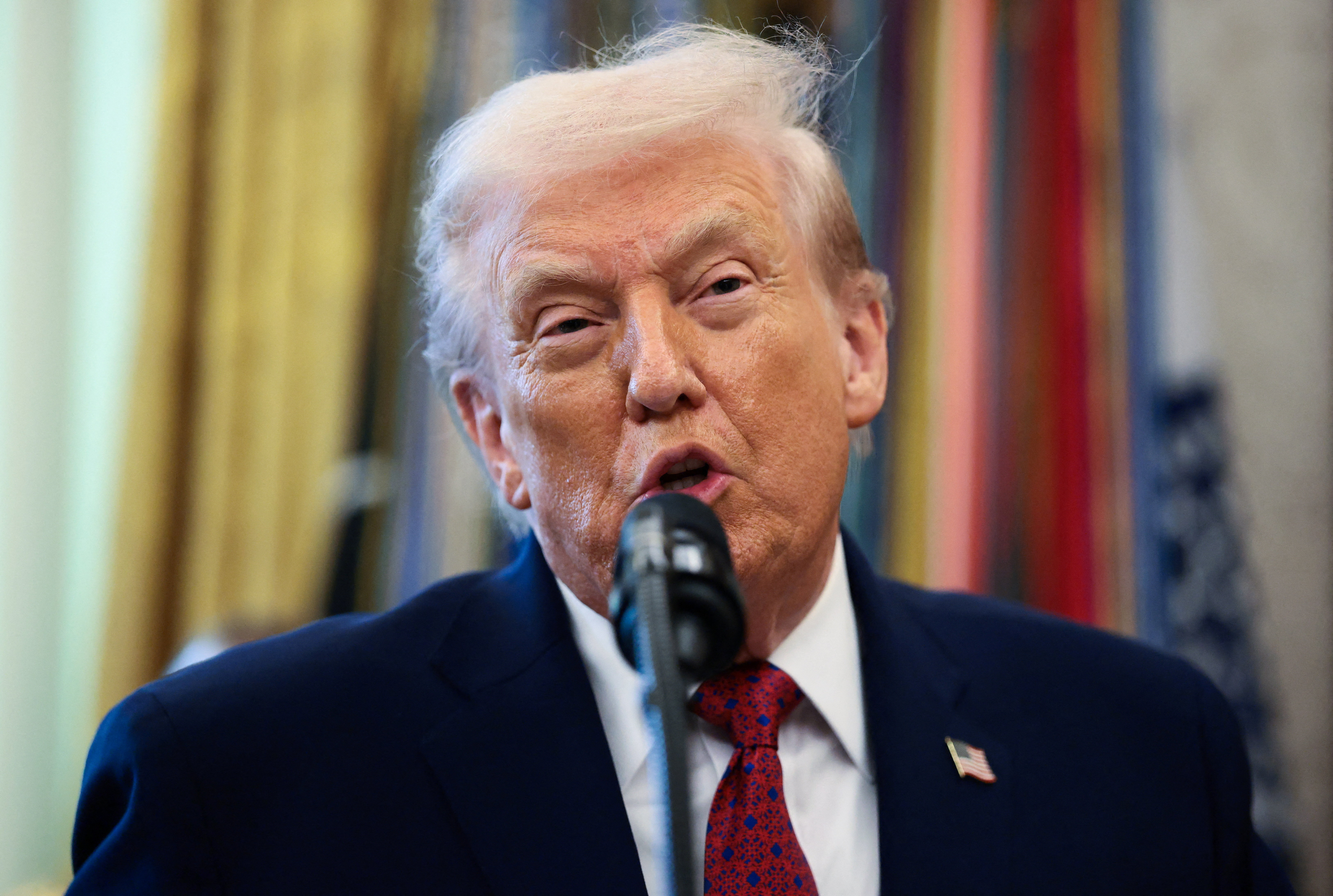 U.S. President Donald Trump participates in a Mexican Border Defense Medal presentation at the White House in Washington