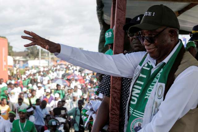 FILE PHOTO: Liberia's opposition, Unity Party, holds its final rally before polling day in Monrovia