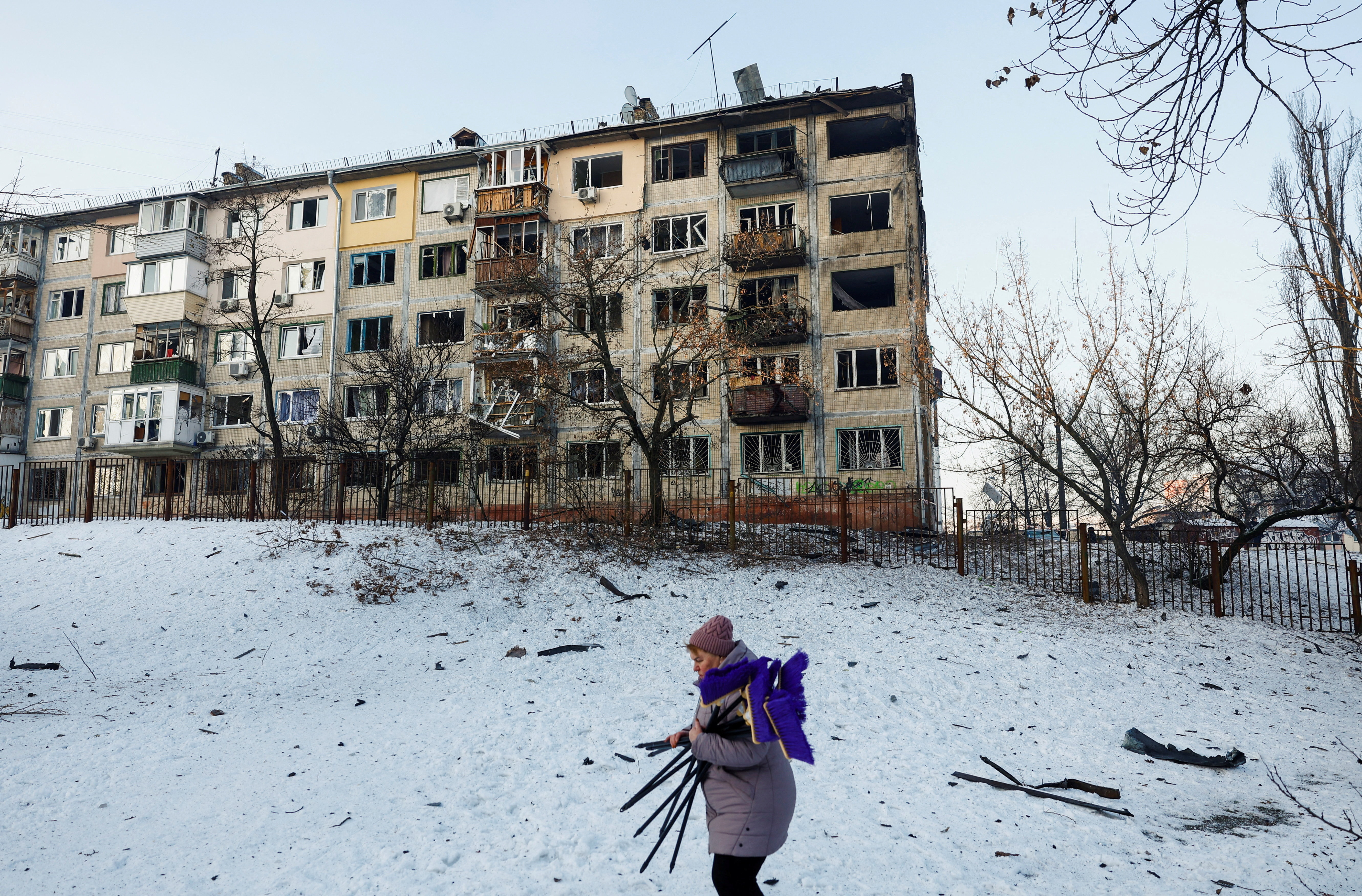 Aftermath of a Russian missile and drone attack, in Kyiv