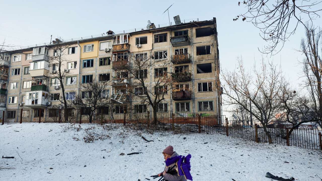 Aftermath of a Russian missile and drone attack, in Kyiv