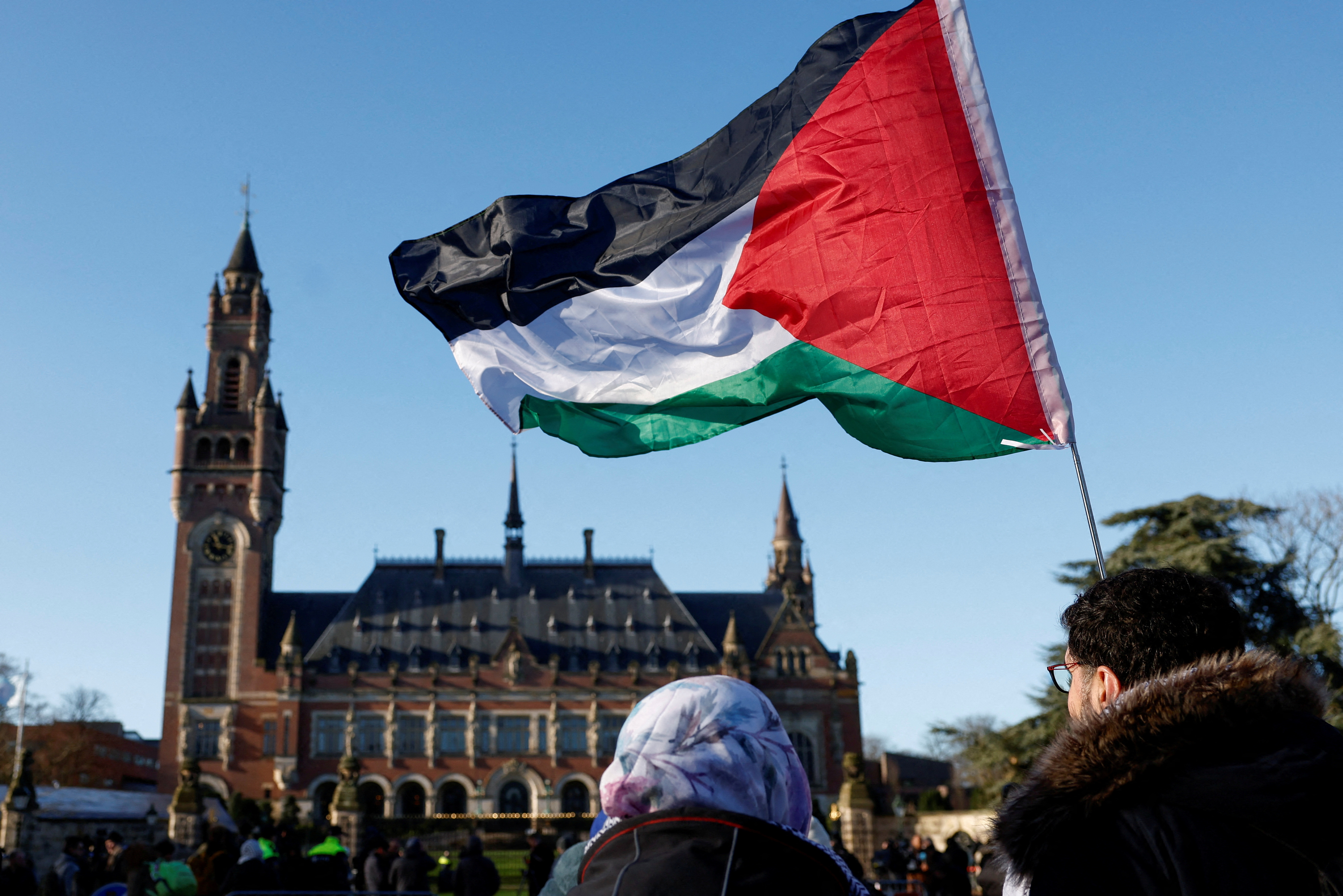 FILE PHOTO: Demonstrations outside the International Court of Justice (ICJ) in The Hague