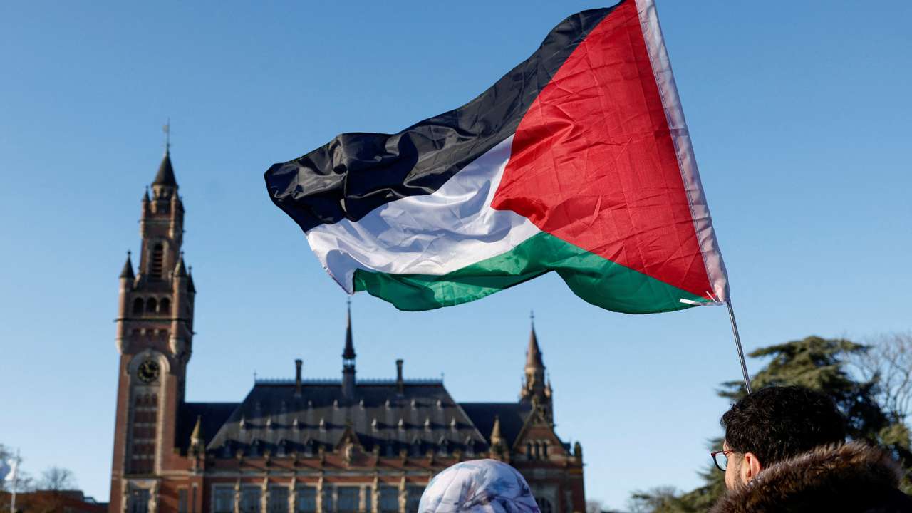 FILE PHOTO: Demonstrations outside the International Court of Justice (ICJ) in The Hague