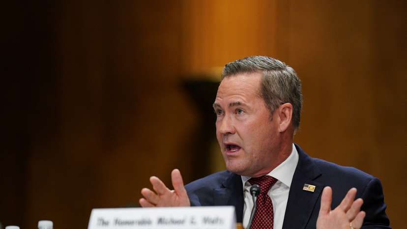 Former National Security adviser Mike Waltz, sits to testify before a Senate Foreign Relations Committee confirmation hearing on Capitol Hill