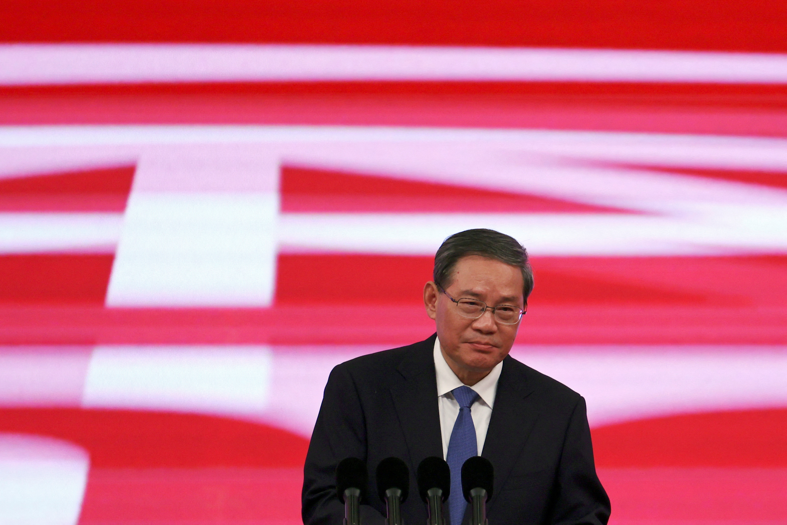 Chinese Premier Li Qiang speaks at the China International Supply Chain Expo in Beijing